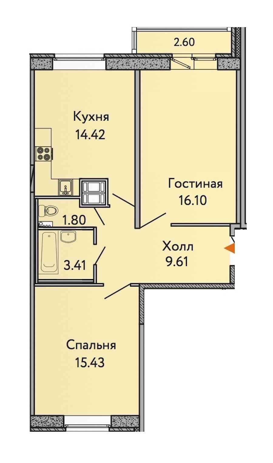Двухкомнатная квартира в : площадь 61.55 м2 , этаж: 7 – купить в Санкт-Петербурге
